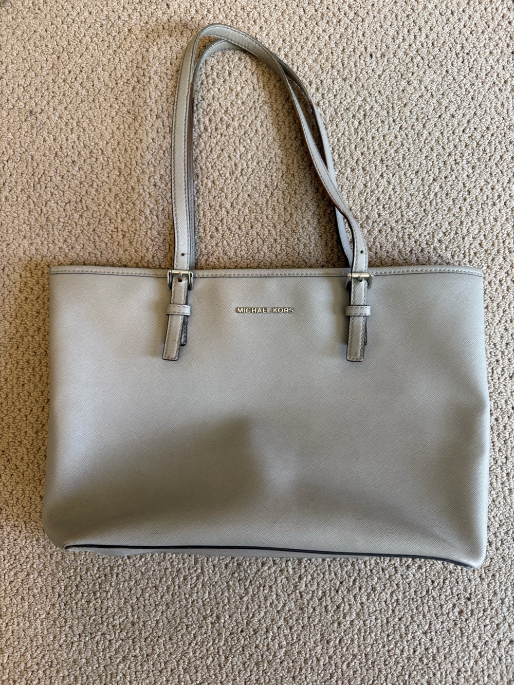 Michael Kors Gray Saffiano Leather Tote with Adjustable Straps
